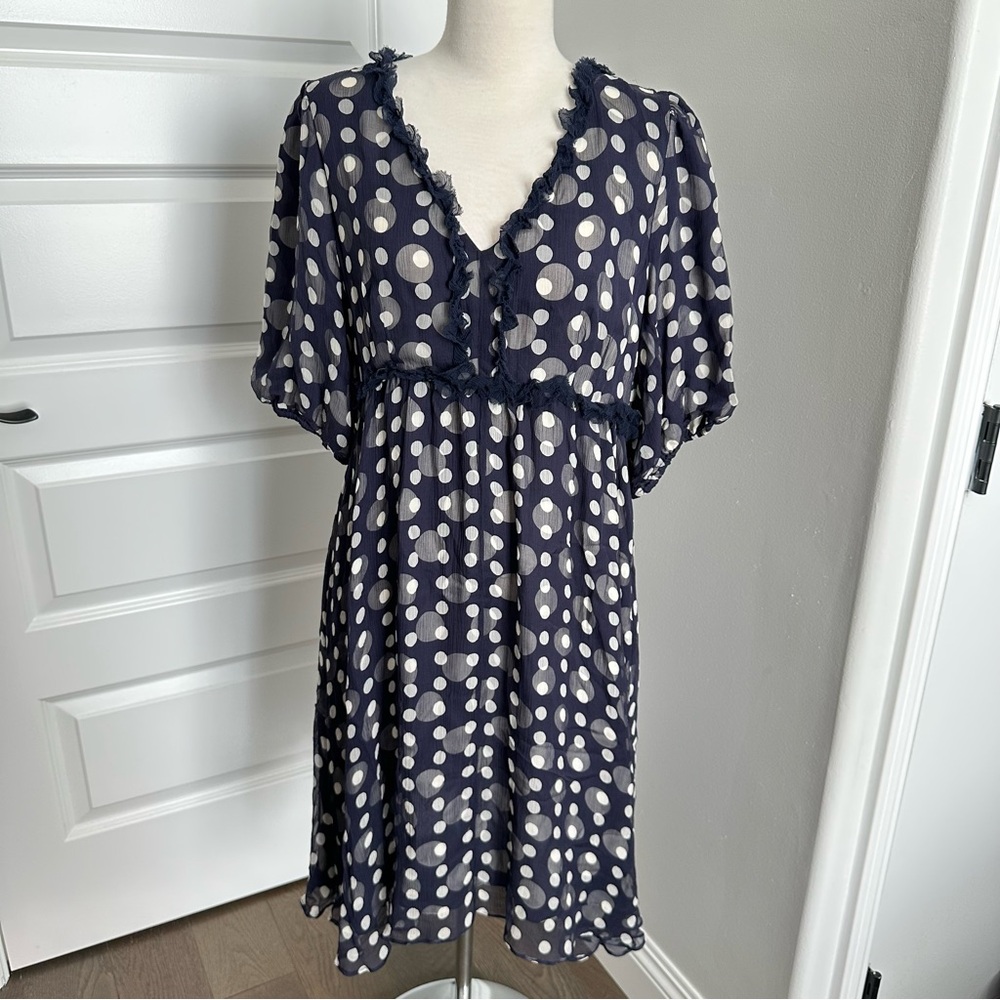 INC International Concepts Navy and White Silk Dress
